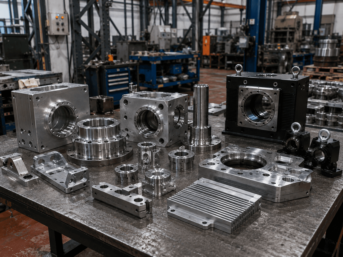 Precision-machined metal components integrated into industrial energy and technical equipment