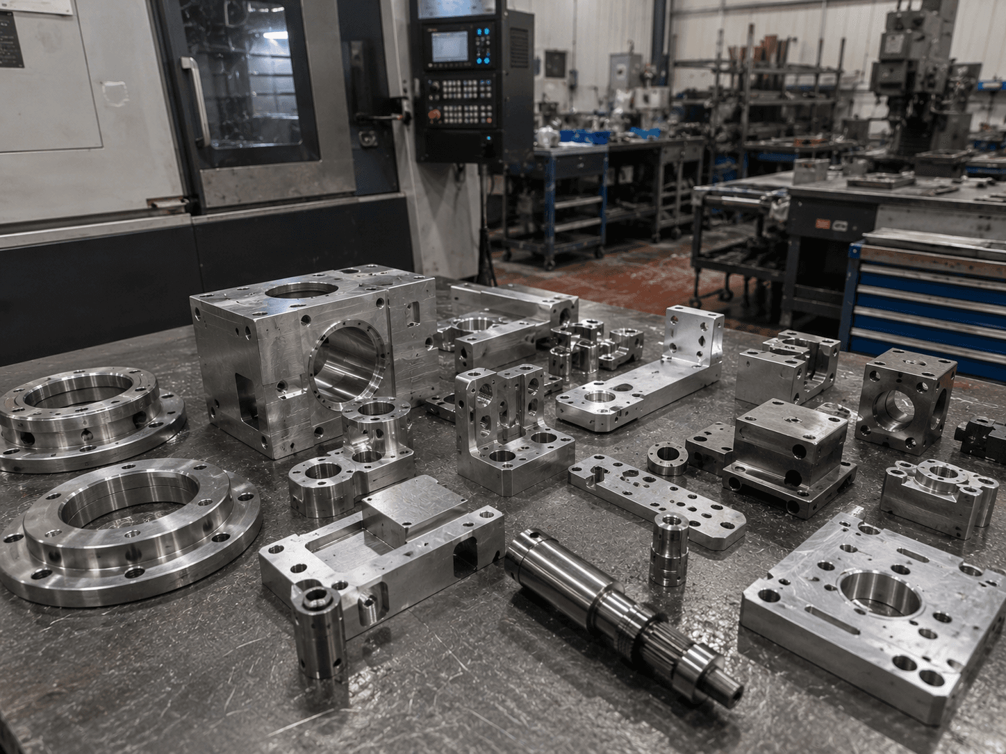 Industrial OEM machine assembly featuring precision-machined mechanical parts