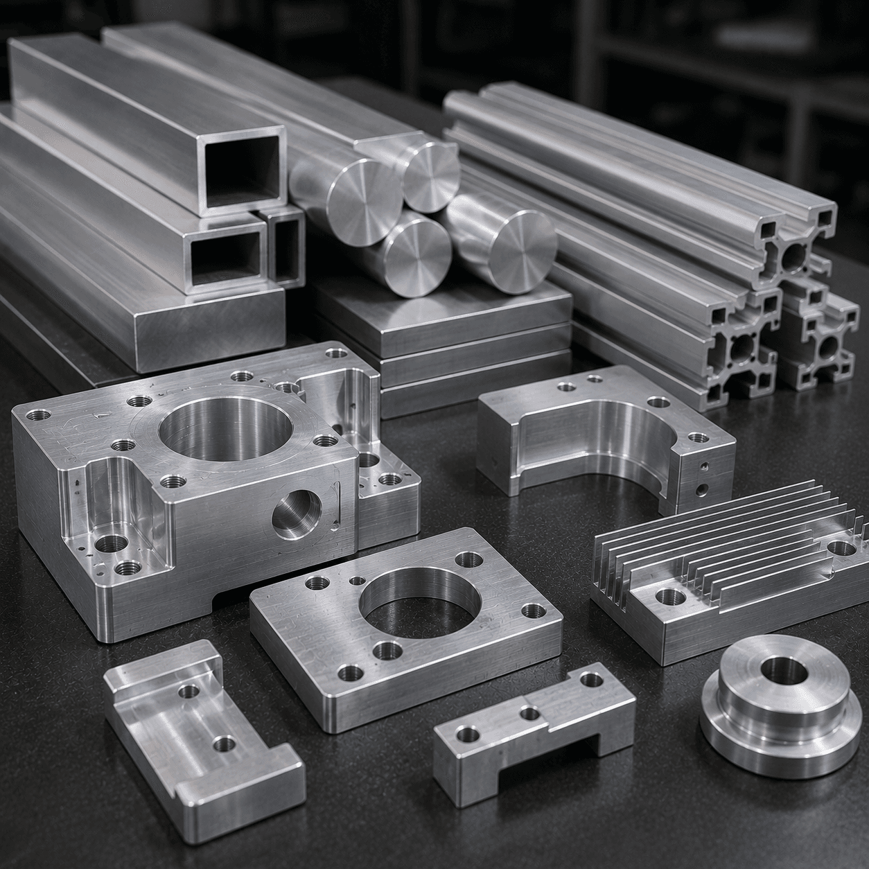 Clean CNC-machined aluminium housing and mounting plate showing precise milled surfaces